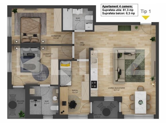 Apartament de vânzare 4 camere Mihai Viteazul - 155788AV | BLITZ Sibiu | Poza1