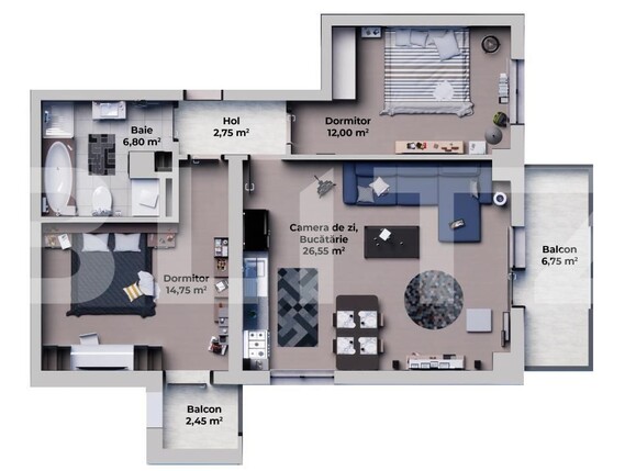 Apartament de vânzare 2 camere Nord Vest - 171219AV | BLITZ Sibiu | Poza1