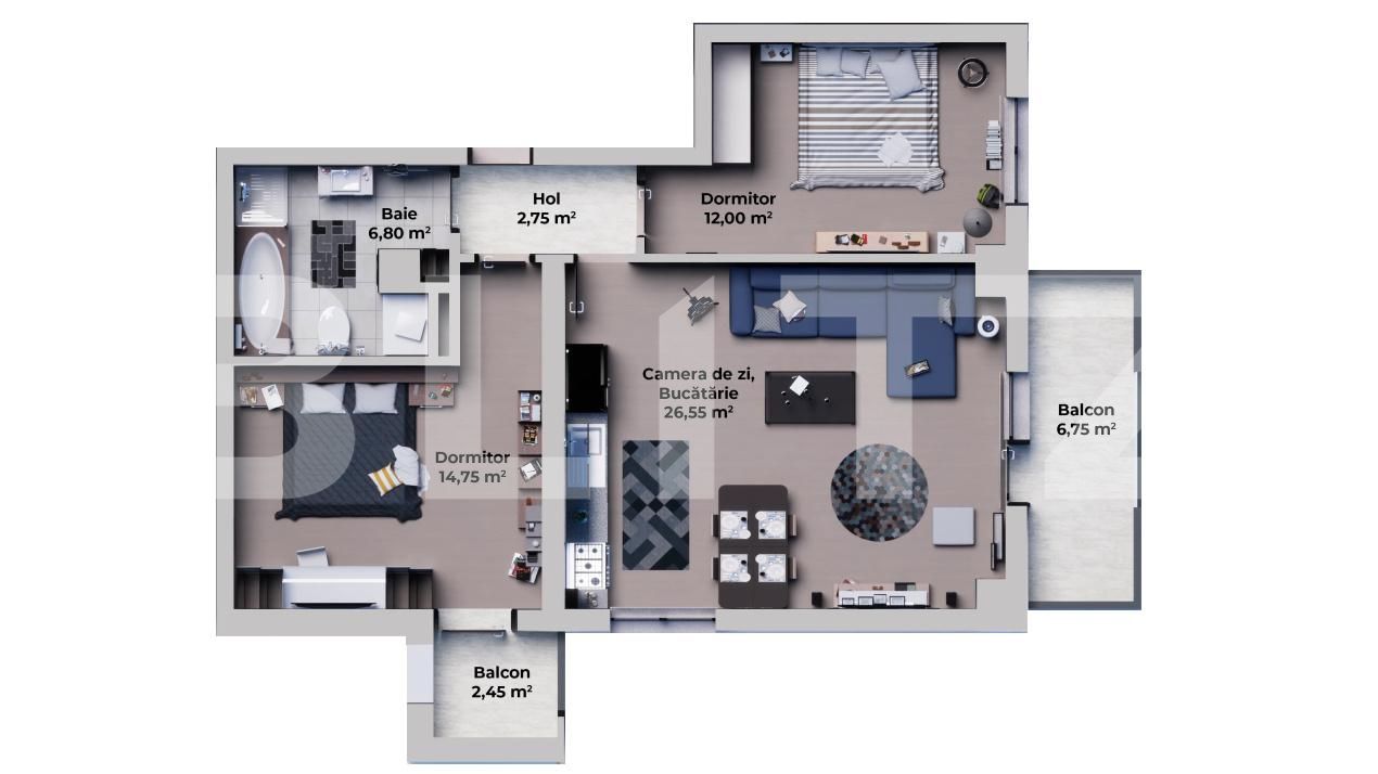 Apartament de vânzare 2 camere Nord Vest - 171219AV | BLITZ Sibiu | Poza1