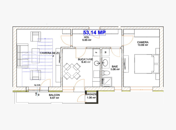 Apartament de vânzare 2 camere Exterior Sud - 65316AV | BLITZ Sibiu | Poza1