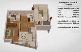 Apartament 2 camere, 67.40 mp, zona Turnisor