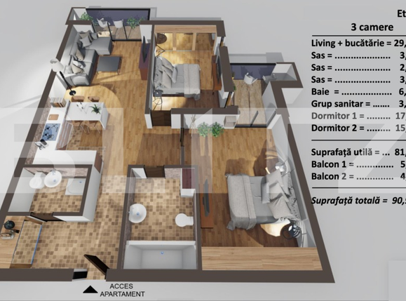 Apartament de vânzare 3 camere Turnisor - 66658AV | BLITZ Sibiu | Poza1