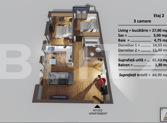 Apartament de vânzare 3 camere Turnisor - 66663AV | BLITZ Sibiu | Poza1