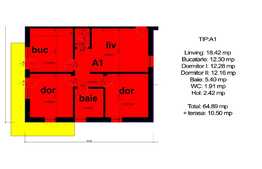 Apartament 3 camere de 64.89 mp si terasa de 10.50 mp, zona Selimbar