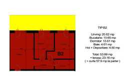 Apartament 2 camere de 53.99 mp si terasa de 23.16 mp, zona Selimbar