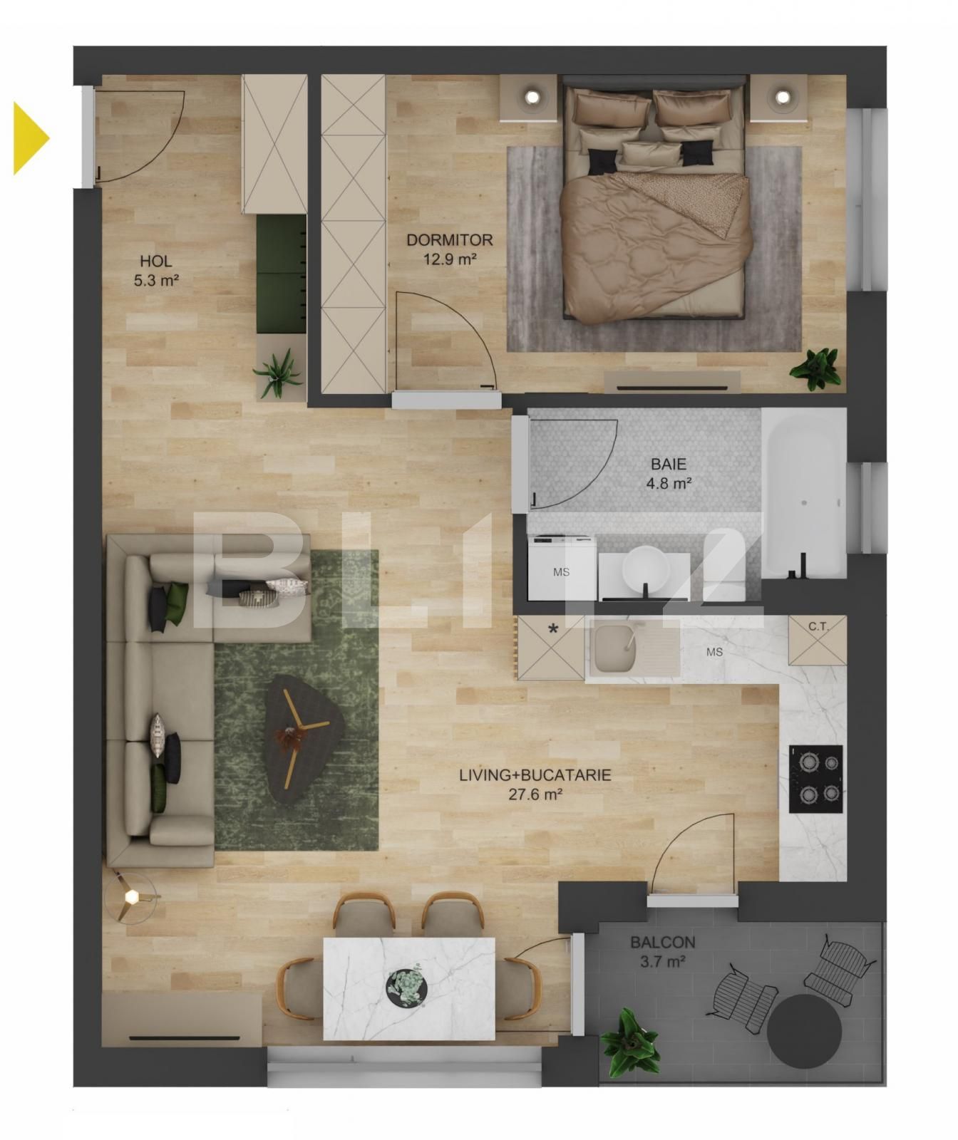 Apartament de vânzare 2 camere Hipodrom 3 - 88248AV | BLITZ Sibiu | Poza1