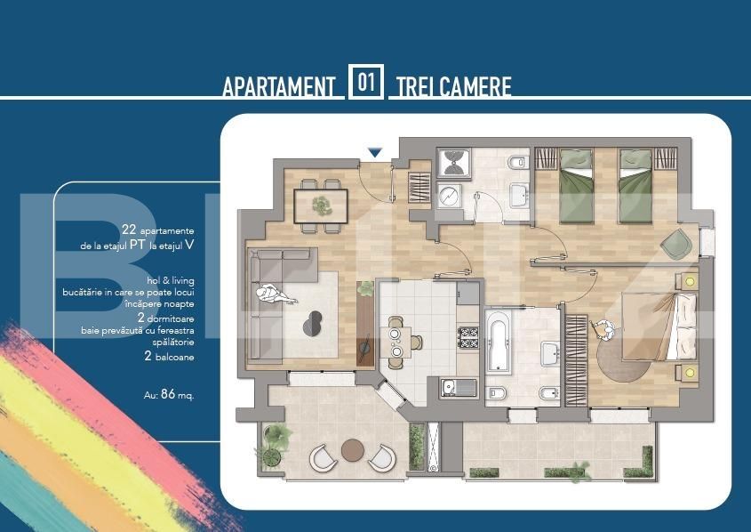 Apartament de vânzare 3 camere George Enescu - 100503AV | BLITZ Suceava | Poza2