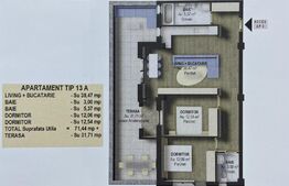 Apartament 3 camere, 71.44 mp, semidecomandat, în Fălticeni