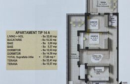 Apartament 3 camere, etaj 2, 77.88 mp, în Fălticeni