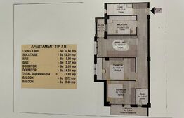 Apartament 3 camere, etaj 1, 77.88 mp, în Fălticeni