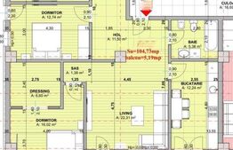 Apartament 4 camere, 105 mp, bloc nou, zona Centrală