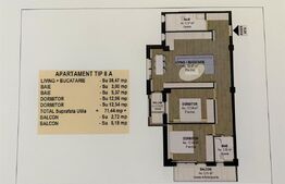 Apartament 3 camere, 71.44 mp, în Fălticeni