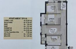 Apartament 3 camere, 77.88 mp, semidecomandat, în Fălticeni