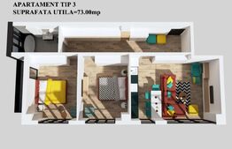 Apartament bloc nou, 73mp, Burdujeni