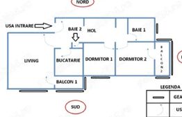 Apartament 3 camere, 63mp, etaj 3, zona Penny, Radauti