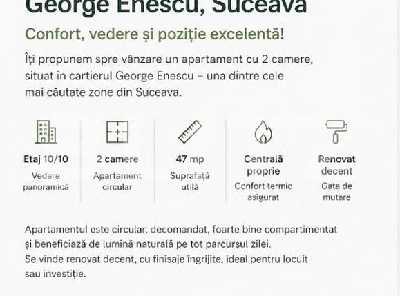 Apartament de vânzare 2 camere George Enescu - 193830AV | BLITZ Suceava | Poza1