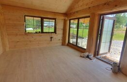 Casă modernă din lemn 3 camere, 60 mp, utilata, mobilata, zona Plaiu Sarului