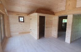 Casă modernă din lemn 3 camere, 60 mp, utilata, mobilata, zona Plaiu Sarului