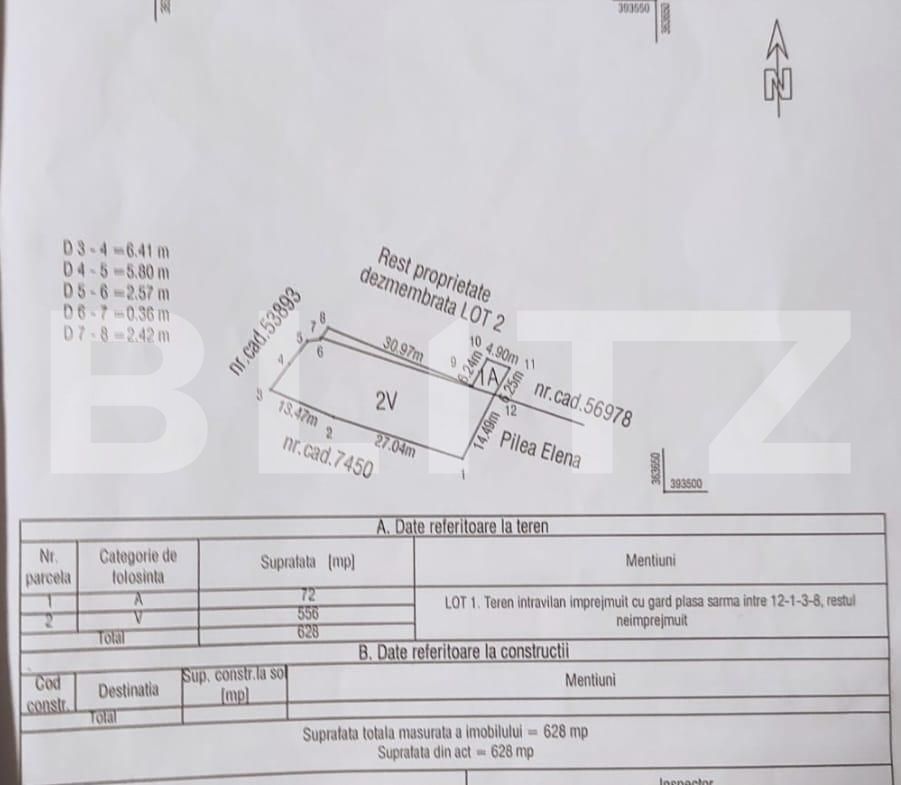 Teren intravilan de 628mp, cartier rezidential, strada Sisesti 