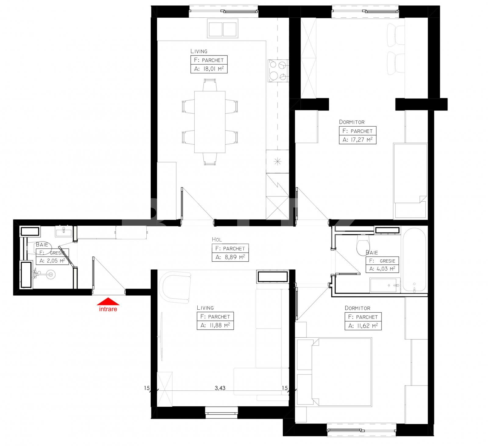 Apartament modern 3 camere, 72mp, Transilvania
