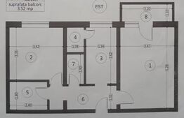 Apartament 2 camere, 54 mp, zona Tudor