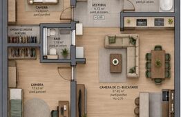 Apartament 3 camere, 69.50 mp, zona Tudor 