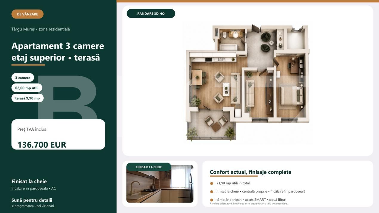 Apartament de vânzare 3 camere Tudor - 204213AV | BLITZ Târgu Mureș | Poza2