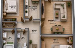Apartament cu 3 camere, 76.89 mp, zona Tudor 