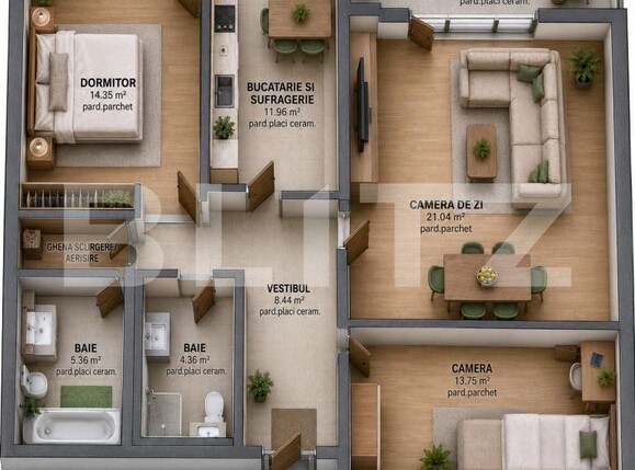 Apartament de vânzare 3 camere Tudor - 204603AV | BLITZ Târgu Mureș | Poza1