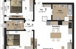 Apartament 3 camere, 75.30 mp, zona Concept 9