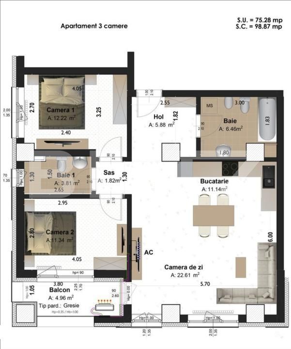 Apartament de vânzare 3 camere Tudor - 208252AV | BLITZ Târgu Mureș | Poza10