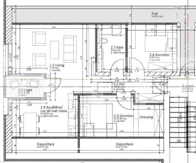 Apartament de 3 camere, 64 mp, semifinisat, cartierul Mureșeni
