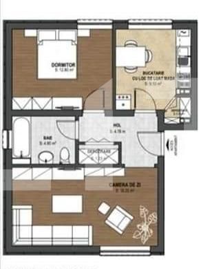 Apartament de 2 camere, semifinisat, decomandat, 54 mp, zona Unirii