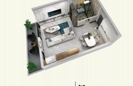 Apartament o camera,cochet, 37 mp, in Torontalului