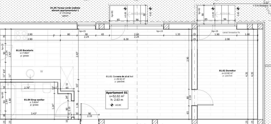 APARTAMENT 2 CAMERE 52MP SI CURTE DE 73MP CIARDA ROSIE