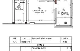 Apartament de 1 camera, decomandat, 41mp, balcon 11 mp, Giroc
