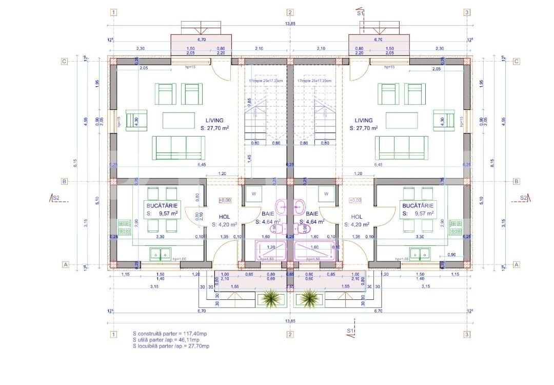Duplex 3 camere, 70mp, Sanandrei 