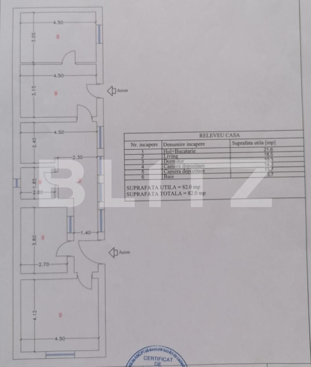 Casă individuala, 3 camere, Su = 82 mp, St = 1409 mp, zona Albina