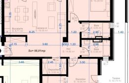 Apartament 3 camere, 99 mp utili,terasa de 43 mp, zona Aradului