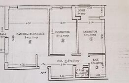 Apartament cu 3 camere, suprafata totala 76.91 mp, zona Ghirodei