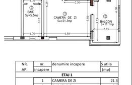 Apartament de 1 camera, decomandat, 41mp, balcon 11 mp, Giroc