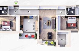 Apartament de 3 camere 2 bai, 2 balcoane, Loc de parcare Inclus