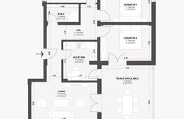 Apartament de 3 camere, 75 mp utili, 25 mp terasa, Giroc