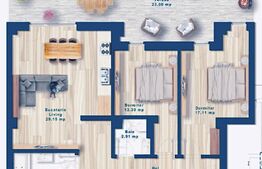 Apartament 3 camere,78  mp, 24mp Terasa, 1 loc parcare,  zona Torontalului