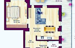 Comision zero! Apartament cu 2 camere +dressing+terasa 40 mp, view zona lounge