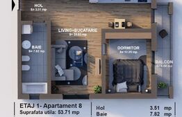 Apartament 2 camere, 53 mp, loc de parcare inclus – Braytim (TVA 9% inclus)