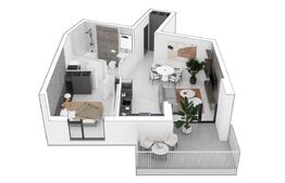 Apartament cu 2 camere 52,65 mp, bucatarie mobilata si utilata!