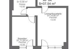 Apartament de 2 camere, 38 mp, Giroc