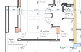 Apartament 3 camere, semidecomandat, 72 mp utili, zona Aradului
