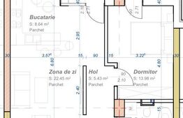 Apartament 2 camere, semidecomandat, 56 mp utili, zona Aradului